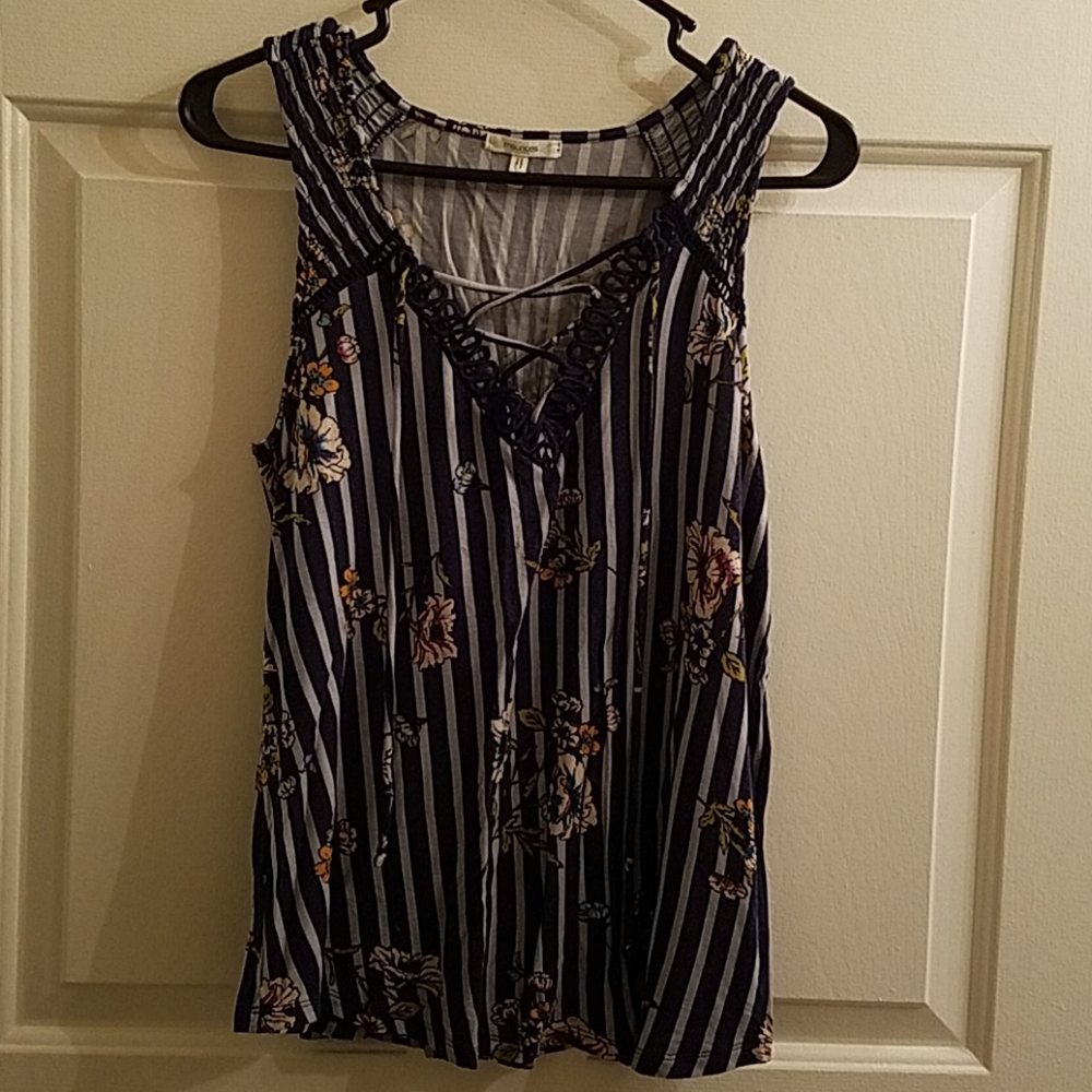 Maurices Striped Floral Fashion Tank